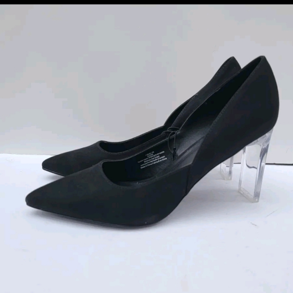 Marc NewYork Alexa Black Pointed Toe Pumps Clear Heels Size-11